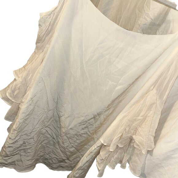 Caffe SWIM 100% SILK indigo blue flutter cold shoulder sleeve tunic COVER top S - Picture 5 of 6